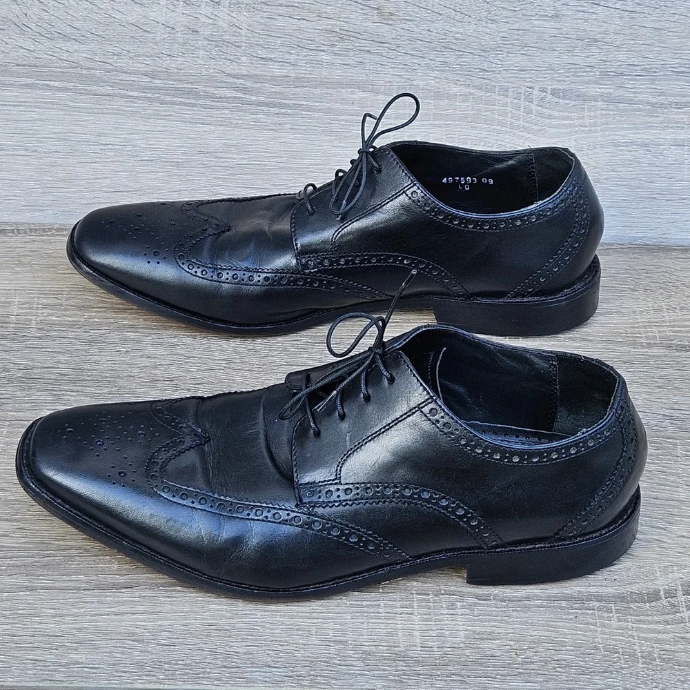 Florsheim‎ Mens Black Leather Wingtip Oxford Dress Shoes Brogue Size 10.5 D